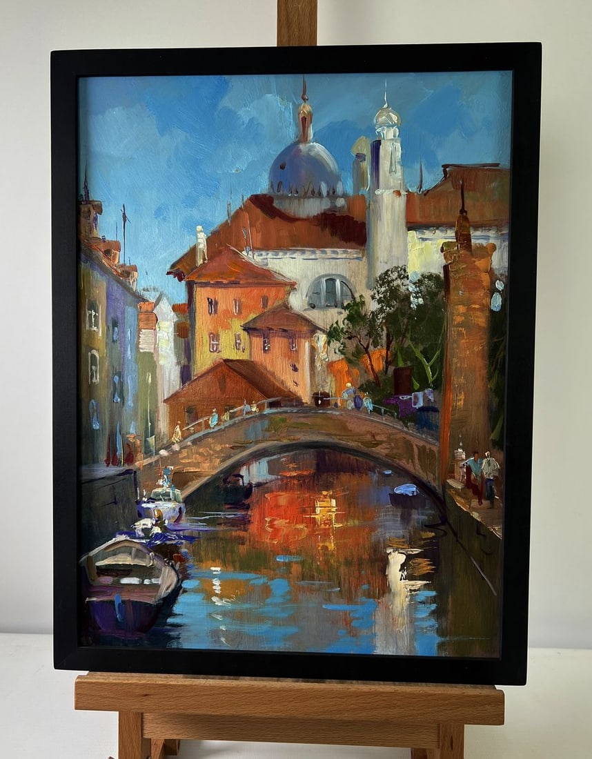 Oil painting Bridge connecting the city banks Yuriy Suprunchuk (1 of 9)
