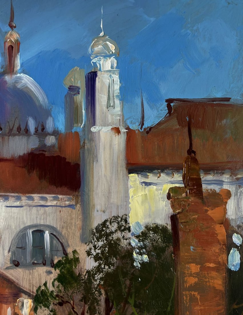Oil painting Bridge connecting the city banks Yuriy Suprunchuk - 4