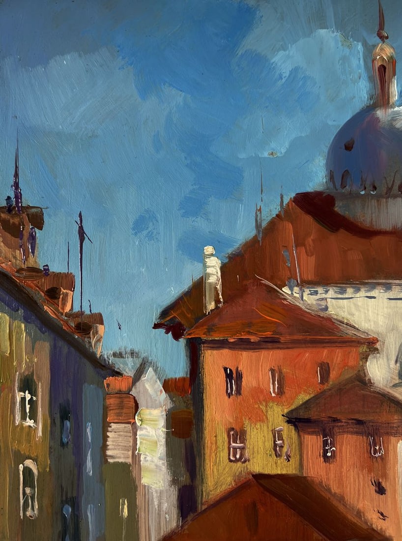Oil painting Bridge connecting the city banks Yuriy Suprunchuk - 5