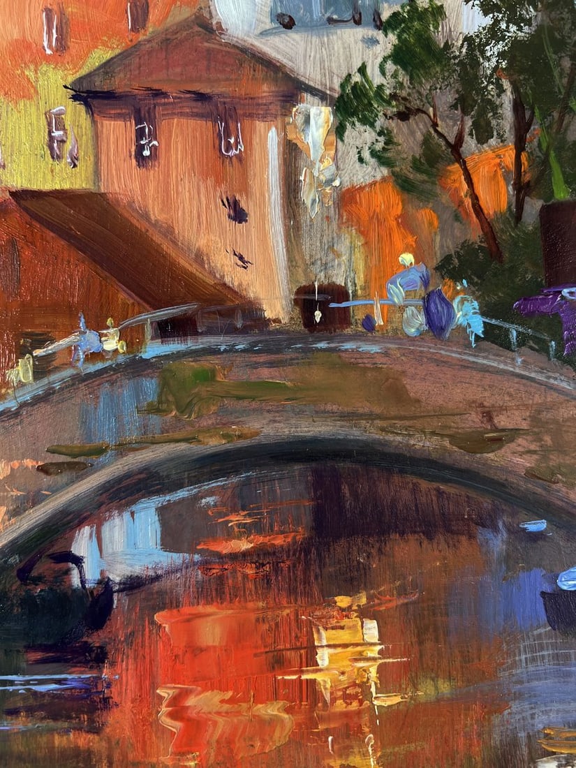 Oil painting Bridge connecting the city banks Yuriy Suprunchuk - 6