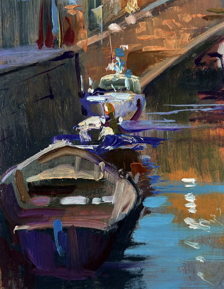 Oil painting Bridge connecting the city banks Yuriy Suprunchuk - 7