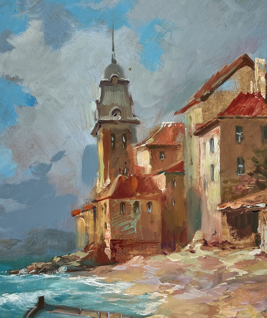 Oil painting A quiet pier near the city Yuriy Suprunchuk - 9