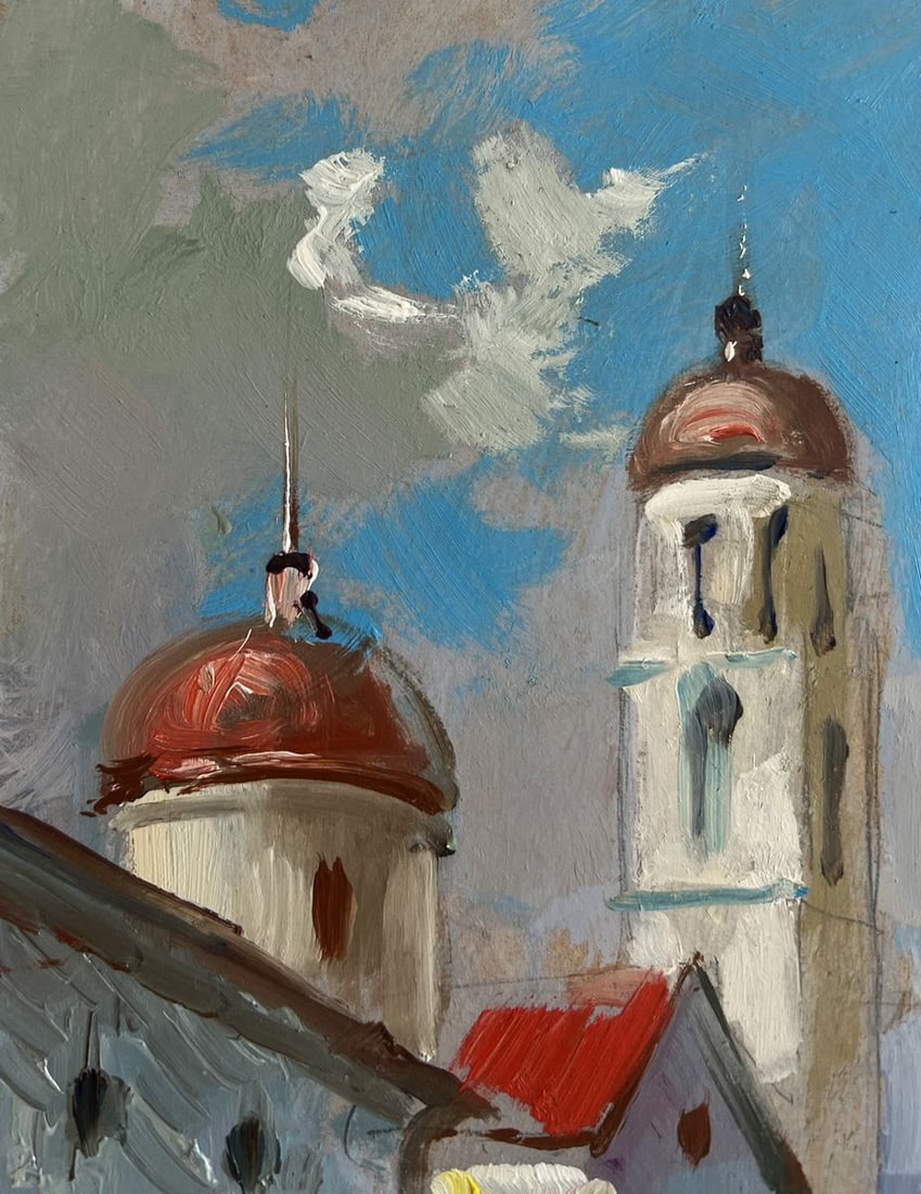 Oil painting City on the water and white sails Yuriy Suprunchuk - 4