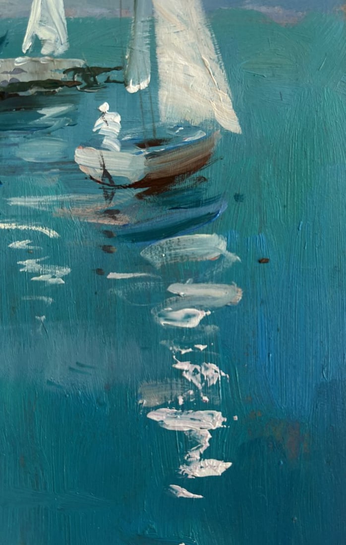 Oil painting City on the water and white sails Yuriy Suprunchuk - 6
