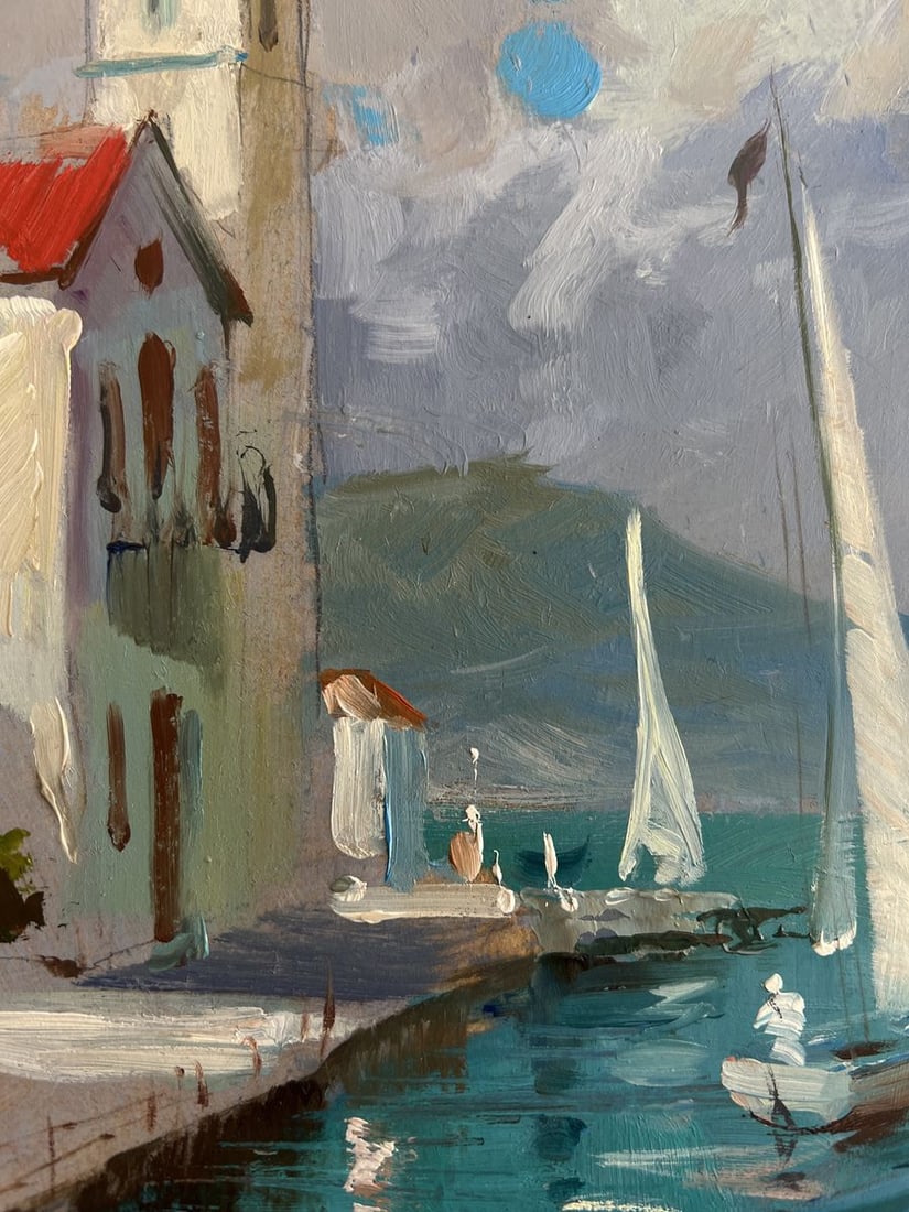 Oil painting City on the water and white sails Yuriy Suprunchuk - 7