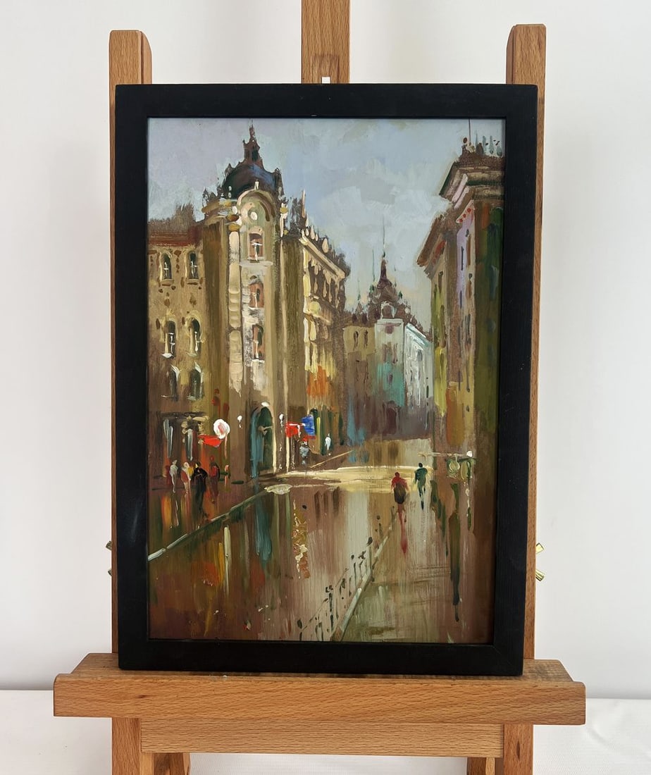 Oil painting A quiet corner of the old town Yuriy Suprunchuk: NoAAA4457This oil painting cardboard is titled "A quiet corner of the old town" masterfully captures the nostalgic atmosphere of a historic cityscape, where elegant architecture, soft light, and subtl