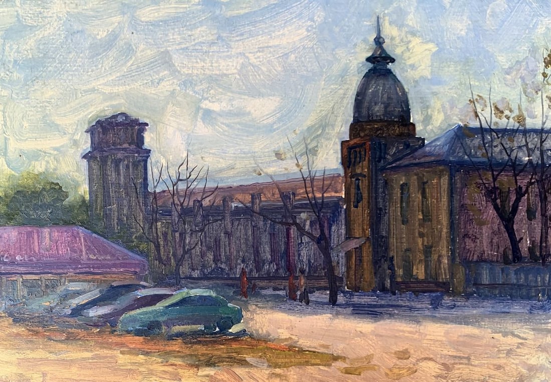 Oil painting City center Peter Tovpev: NoAAA3390"City Center" is a captivating Oil painting that presents a serene yet bustling view of a city's central area. The artist employs a combination of vibrant colors and intricate brushwork to br