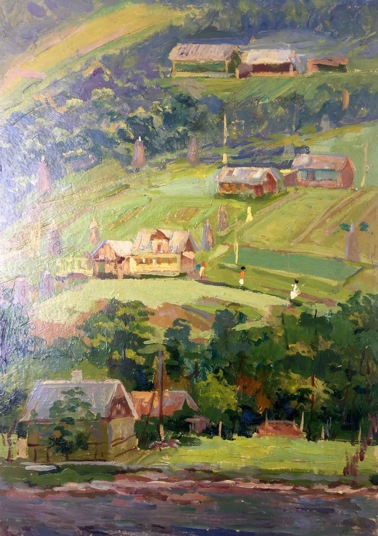 Oil painting Summer Morozov Leonid Arkhipovich: NoGS 212 *** ABOUT THIS PAINTING *** * TITLE: "Summer" * ARTISTS: Morozov Leonid Arkhipovich * SIZE: 50x35 cm/'19.68x13.77 inches' * MEDIUM: oil, cardboard * HAND PAINTED: Original painting from our