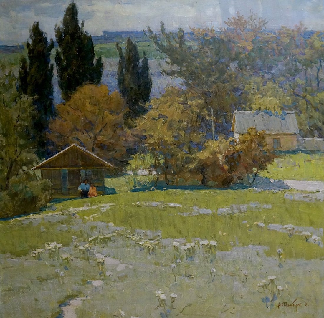 Oil painting Village Filbert Alexander Alexandrovich: NoVern 966 *** ABOUT THIS PAINTING *** * TITLE: "Village" * ARTISTS: Filbert Alexander Alexandrovich * SIZE: 74x73 cm/'29.13x28.74 inches' * MEDIUM: oil, canvas * HAND PAINTED: Original painting from 