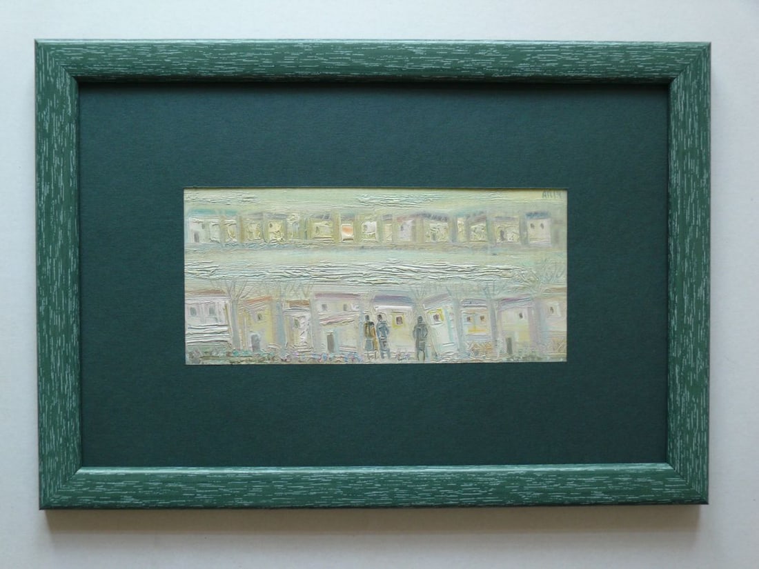 Oil painting THE VILLAGE NEAR THE GREEN RIVER Pushkarev Andrey Tomasovich: NoPushk 7 *** ABOUT THIS PAINTING *** * TITLE: "THE VILLAGE NEAR THE GREEN RIVER" * ARTISTS: Pushkarev Andrey Tomasovich * SIZE: 10x21 cm/'3.93x8.26 inches' * MEDIUM: oil, canvas * HAND PAINTED: