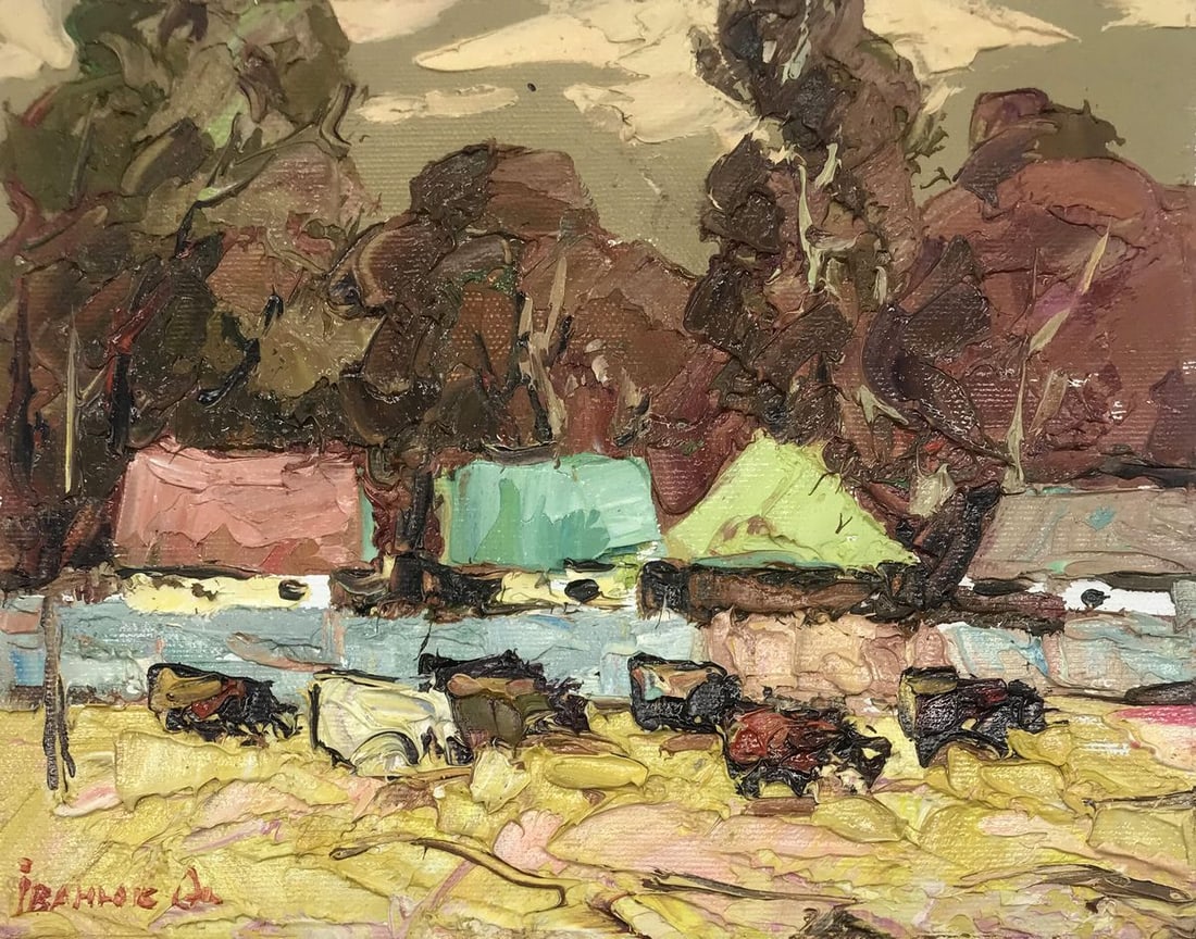 Oil painting Herd Kalenyuk Alex: NoKalen 724AAA *** ABOUT THIS PAINTING *** * TITLE: "Herd" * ARTISTS: Kalenyuk Alex * SIZE: 20x25 cm/'7.87x9.84 inches' * MEDIUM: oil, canvas * HAND PAINTED: Original painting from our collection * CO