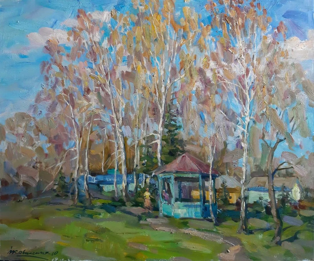 Oil painting Country house Kovalenko Ivan Mikhailovich: NoKoval 8 *** ABOUT THIS PAINTING *** * TITLE: "Country house" * ARTISTS: Kovalenko Ivan Mikhailovich * SIZE: 50x60 cm/'19.68x23.62 inches' * HAND PAINTED: Original painting from our collection We off