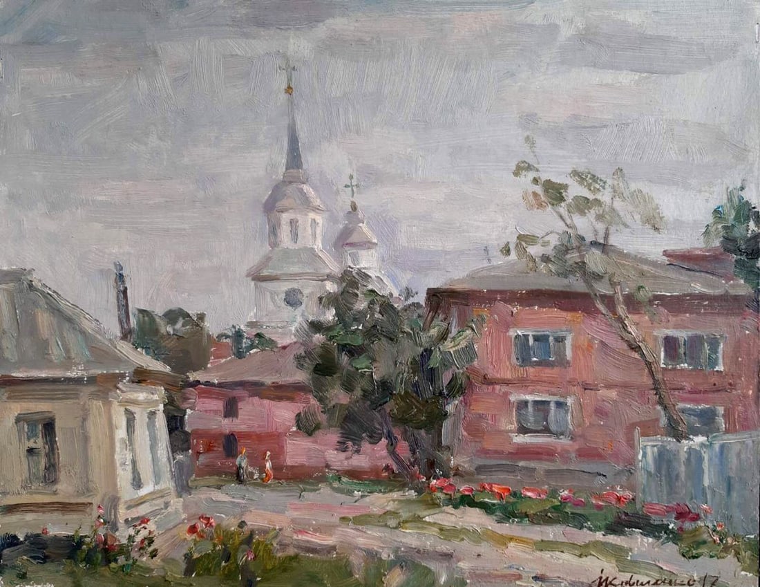Oil painting City landscape Kovalenko Ivan Mikhailovich: NoKoval 83 *** ABOUT THIS PAINTING *** * TITLE: "City landscape" * ARTISTS: Kovalenko Ivan Mikhailovich * SIZE: 36x45 cm/'14.17x17.71 inches' * MEDIUM: oil, canvas * HAND PAINTED: Original painting fr