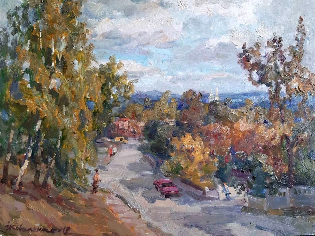 Oil painting Bustle of the city Kovalenko Ivan Mikhailovich: NoKoval 97 *** ABOUT THIS PAINTING *** * TITLE: "Bustle of the city" * ARTISTS: Kovalenko Ivan Mikhailovich * SIZE: 37.5x50 cm/'14.76x19.68 inches' * MEDIUM: oil, cardboard * HAND PAINTED: Original