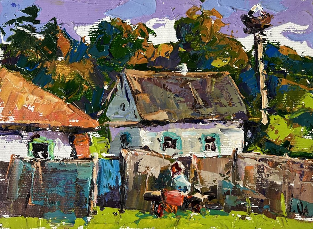 Oil painting Near the yard In the village Oleksiy Ivanyuk - 3