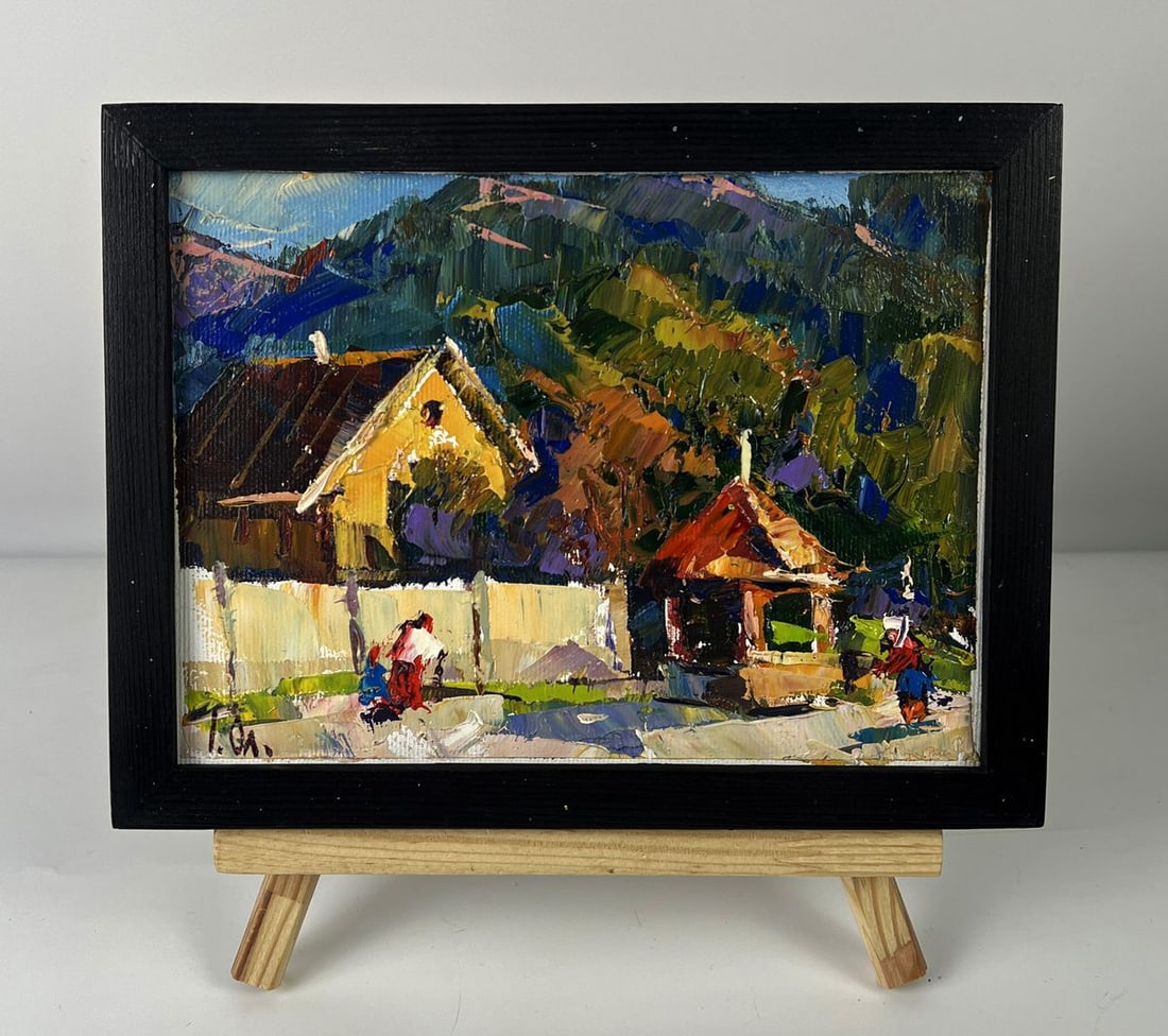 Oil painting Village in the mountains Oleksiy Ivanyuk: NoAAA6308*** ABOUT THIS PAINTING **** TITLE: "Village in the mountains"* ARTISTS: Oleksiy Ivanyuk* SIZE: 15x20 cm/5.90x7.87 inches'* MEDIUM: oil, canvas* HAND PAINTED: Original painting from our colle