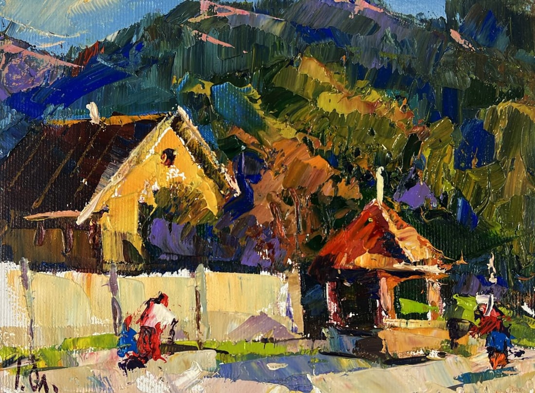 Oil painting Village in the mountains Oleksiy Ivanyuk - 3
