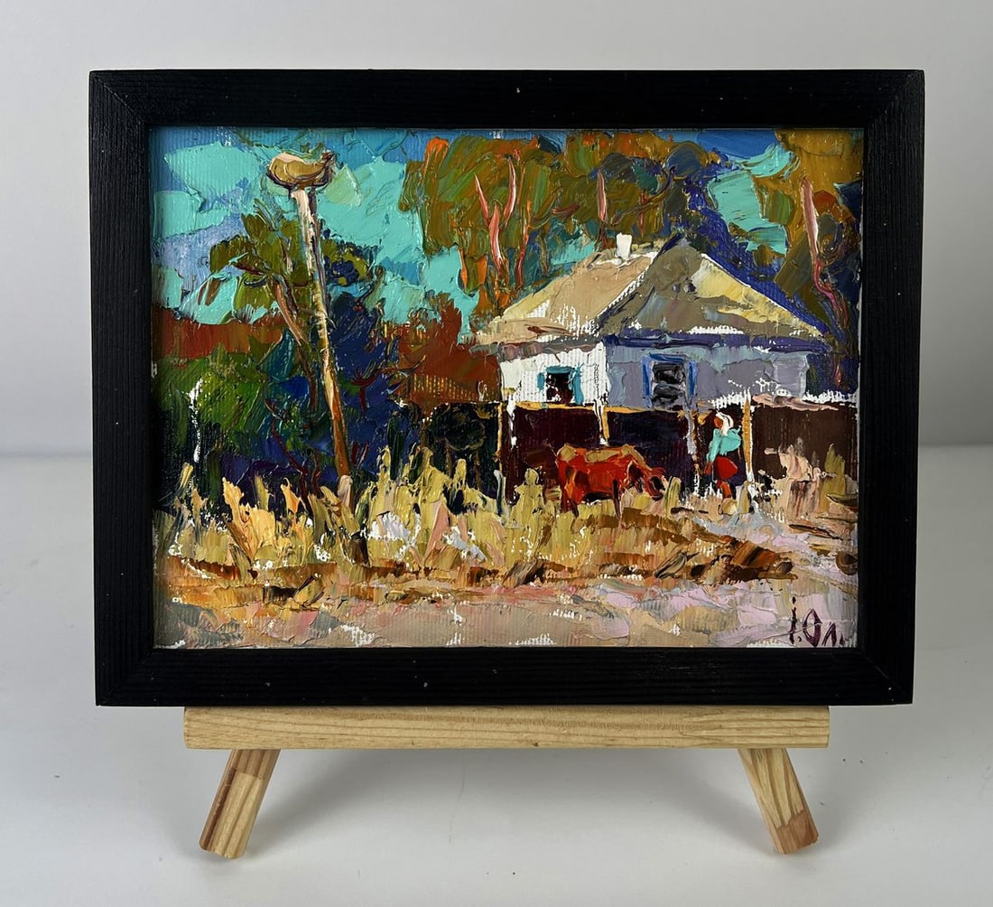 Oil painting Autumn coolness in the village Oleksiy Ivanyuk: NoAAA6313*** ABOUT THIS PAINTING **** TITLE: "Autumn coolness in the village"* ARTISTS: Oleksiy Ivanyuk* SIZE: 15x20 cm/5.90x7.87 inches'* MEDIUM: oil, canvas* HAND PAINTED: Original painting from our