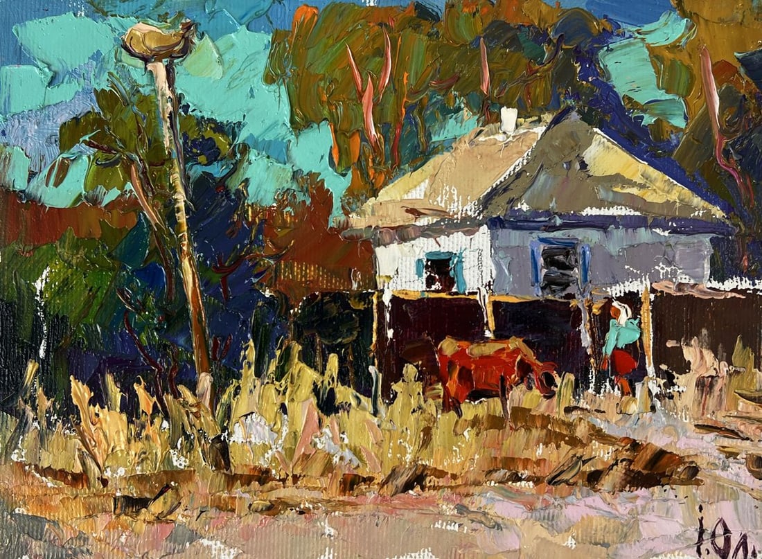 Oil painting Autumn coolness in the village Oleksiy Ivanyuk - 3