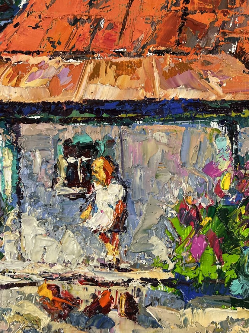 Oil painting Chickens in the Yard Oleksiy Ivanyuk - 8
