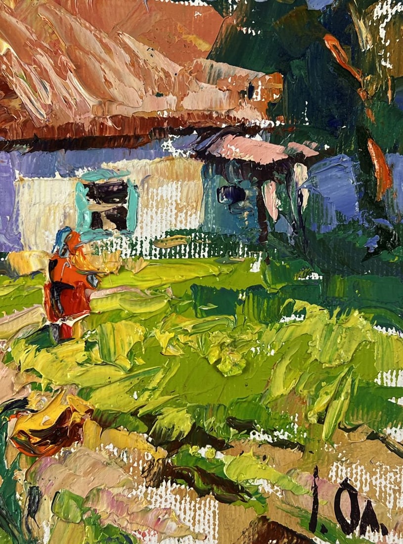 Oil painting Sunflowers in the yard of the house Oleksiy Ivanyuk - 10