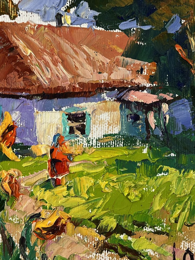 Oil painting Sunflowers in the yard of the house Oleksiy Ivanyuk - 9