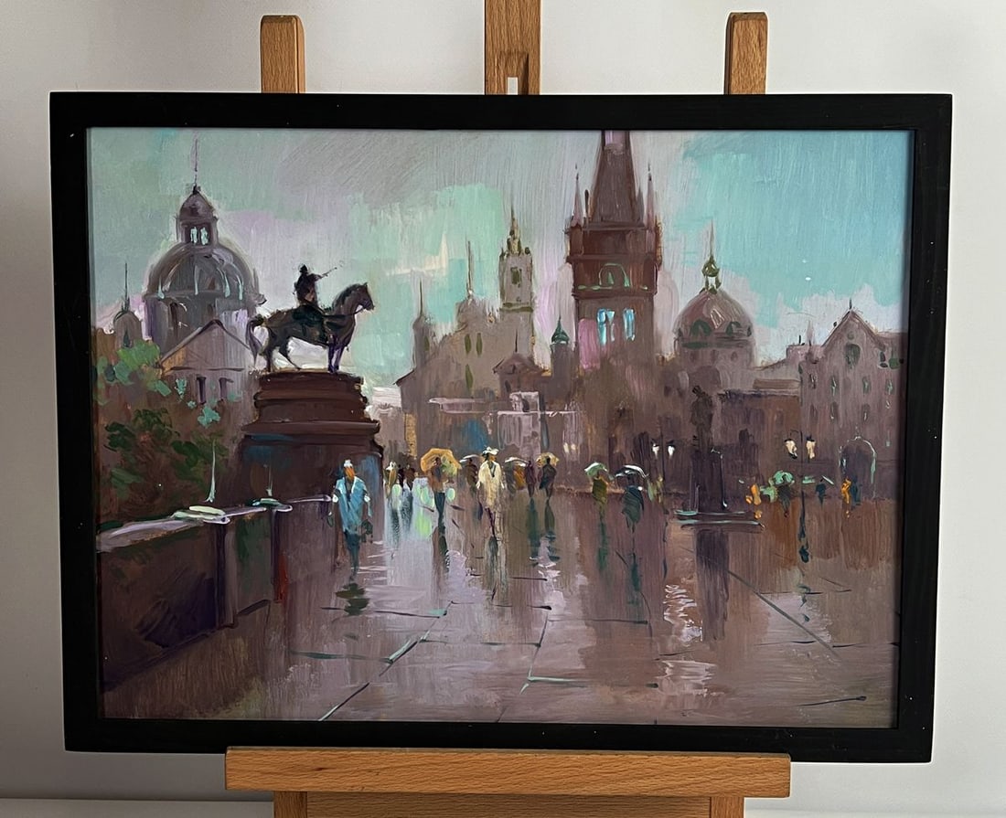 Oil painting The city's central square Yuriy Suprunchuk: NoAAA5980*** ABOUT THIS PAINTING **** TITLE: "The city's central square"* ARTISTS: Yuriy Suprunchuk* SIZE: 30x40 cm/11.81x15.74 inches'* MEDIUM: oil, cardboard* HAND PAINTED: Original painting from ou