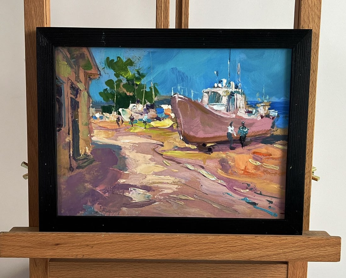 Oil painting The road to the yacht club Yuriy Suprunchuk: NoAAA6003*** ABOUT THIS PAINTING **** TITLE: "The road to the yacht club"* ARTISTS: Yuriy Suprunchuk* SIZE: 15x20 cm/5.90x7.87 inches'* MEDIUM: oil, hardboard* HAND PAINTED: Original painting from