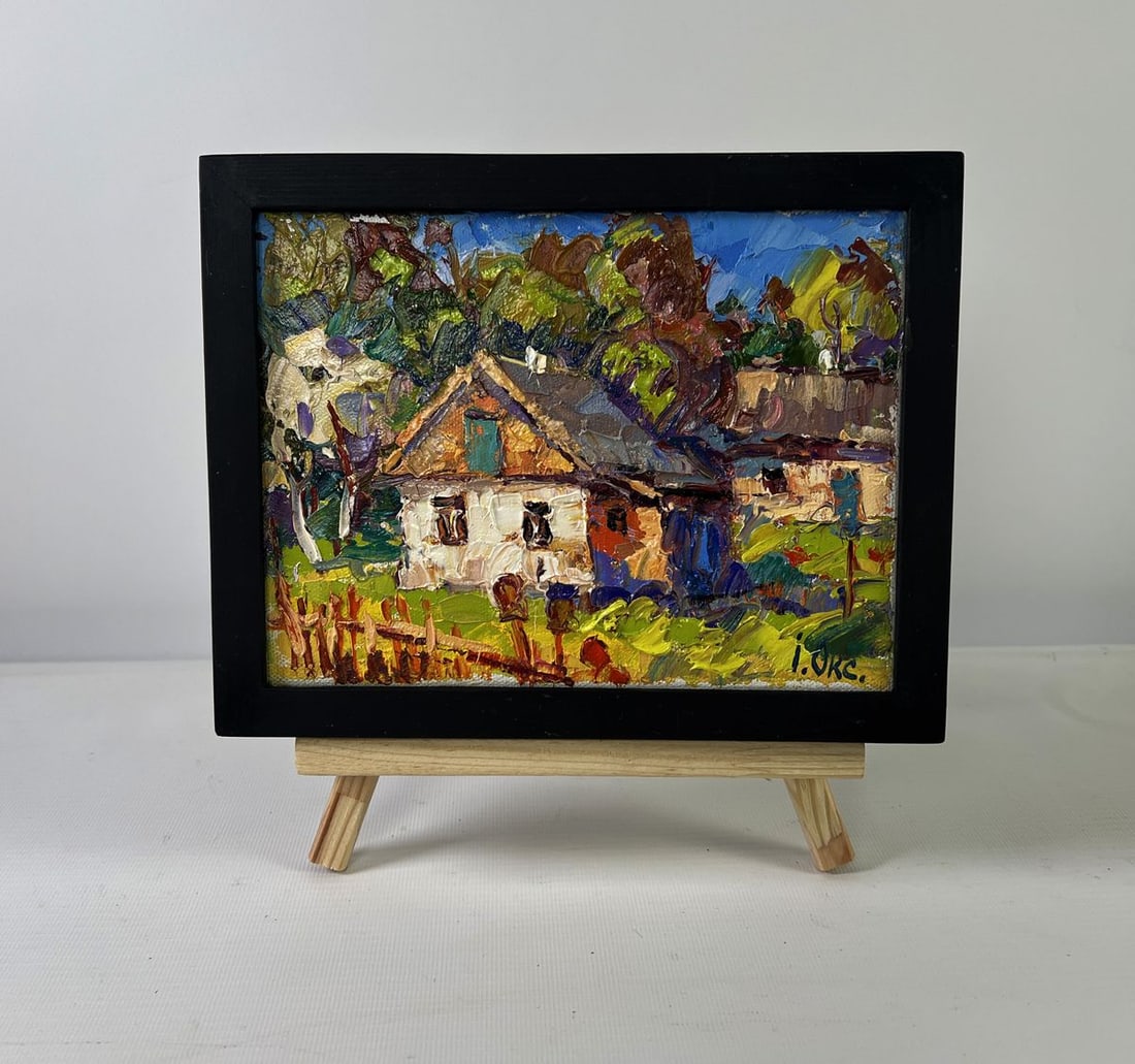 Oil painting Village under the summer sky Oksana Ivanyuk: NoAAA5431The Oil painting on canvas titled "Village under the summer sky" captures the essence of rural simplicity, warmth, and the eternal harmony between human life and the rhythms of nature. With t