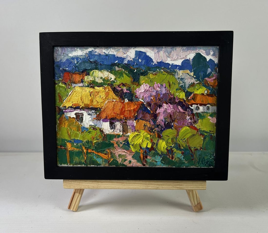 Oil painting Time stops in the green light Oksana Ivanyuk: NoAAA5433The Oil painting on canvas titled "Time stops in the green light" captures a scene of rural beauty where every stroke conveys harmony, serenity, and the timeless rhythm of village life. It