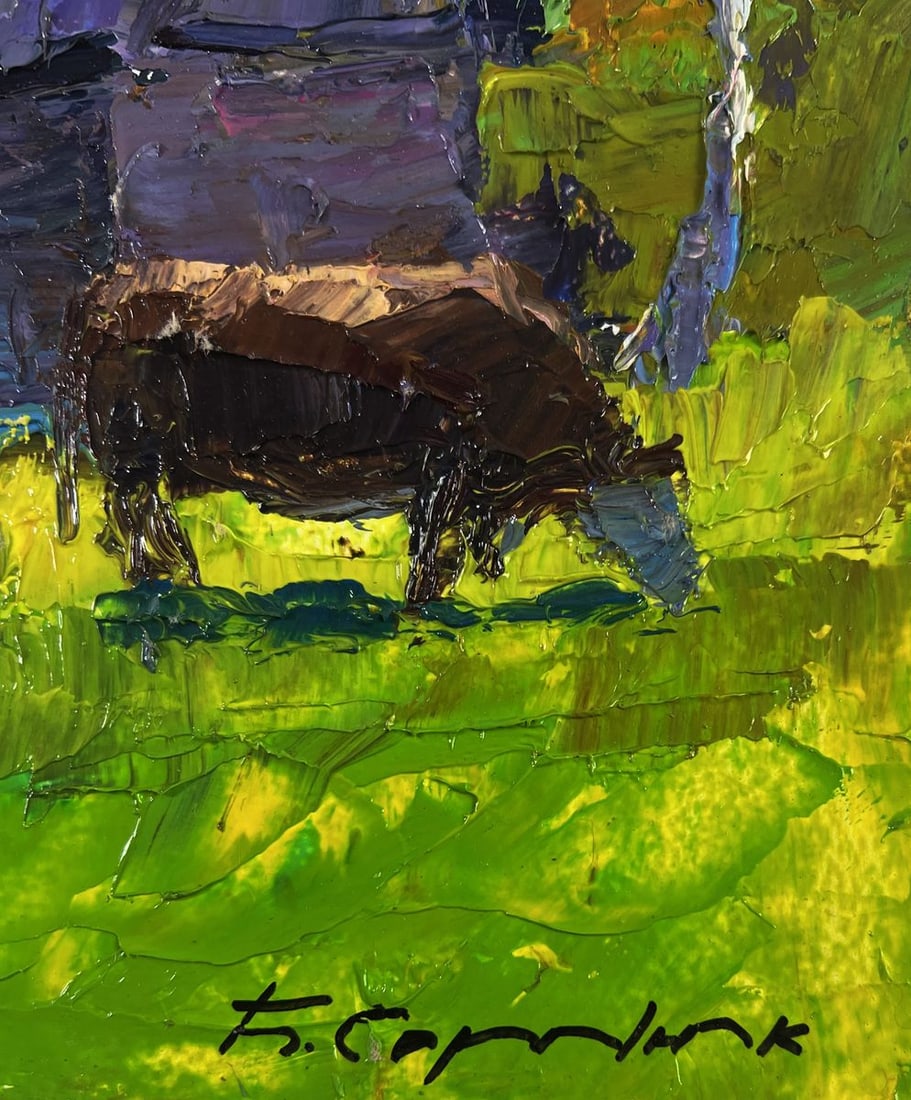 Oil painting Lonely cow in a country field Boris Serdyuk - 9