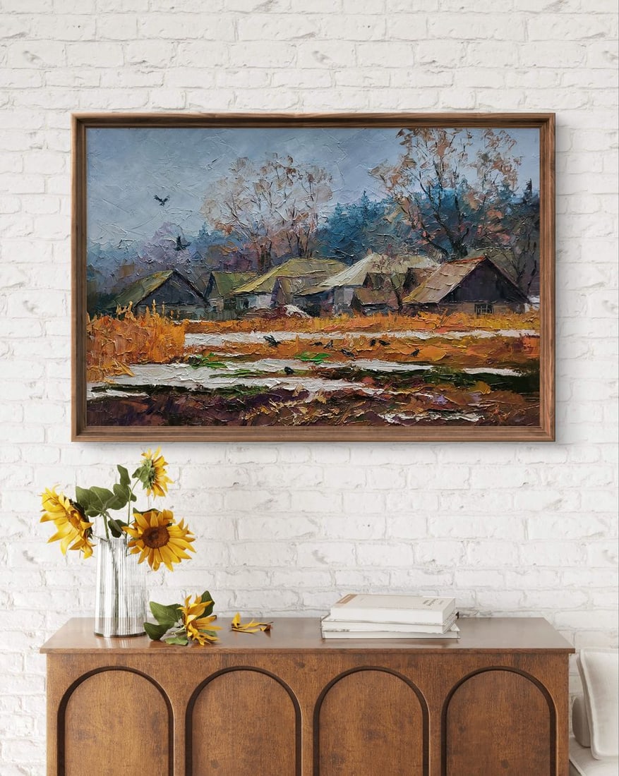 Oil painting The first snow fell in the village Boris Serdyuk - 3