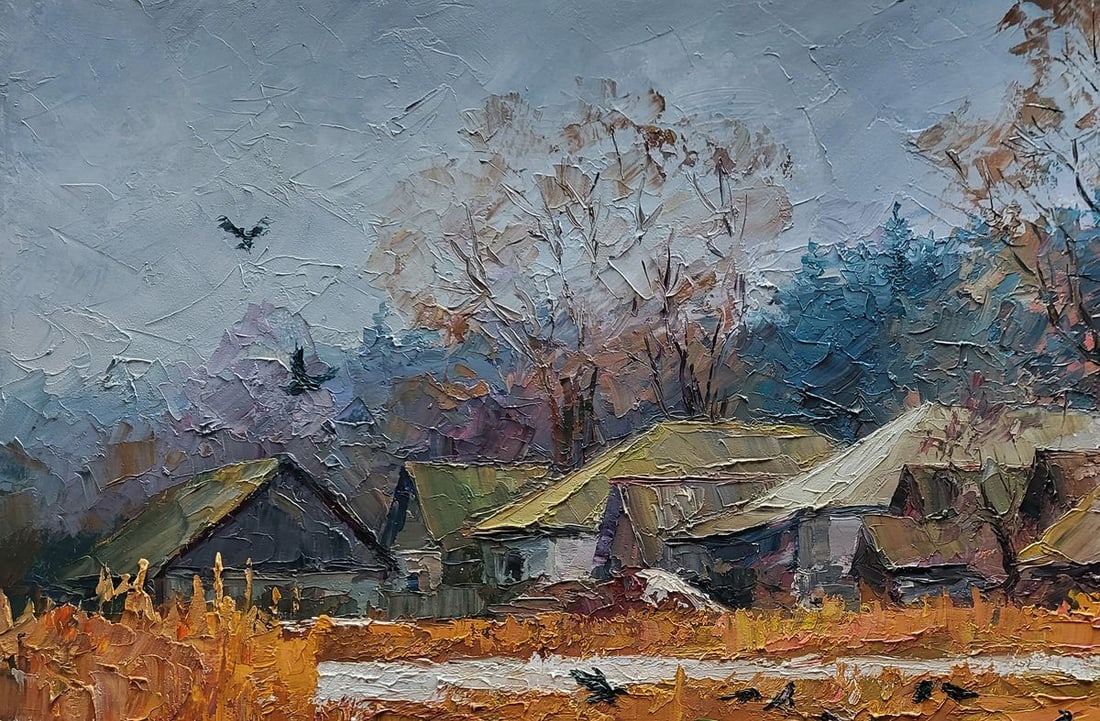 Oil painting The first snow fell in the village Boris Serdyuk - 4