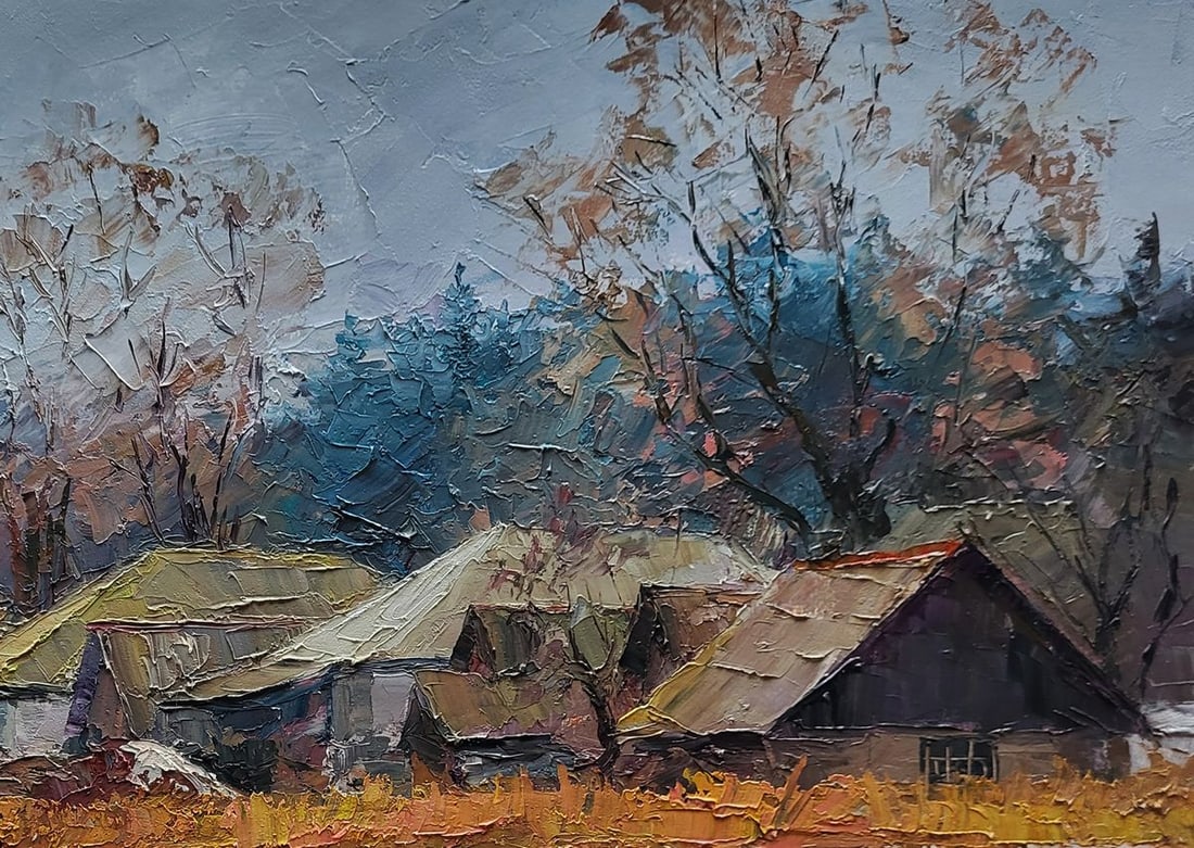 Oil painting The first snow fell in the village Boris Serdyuk - 5