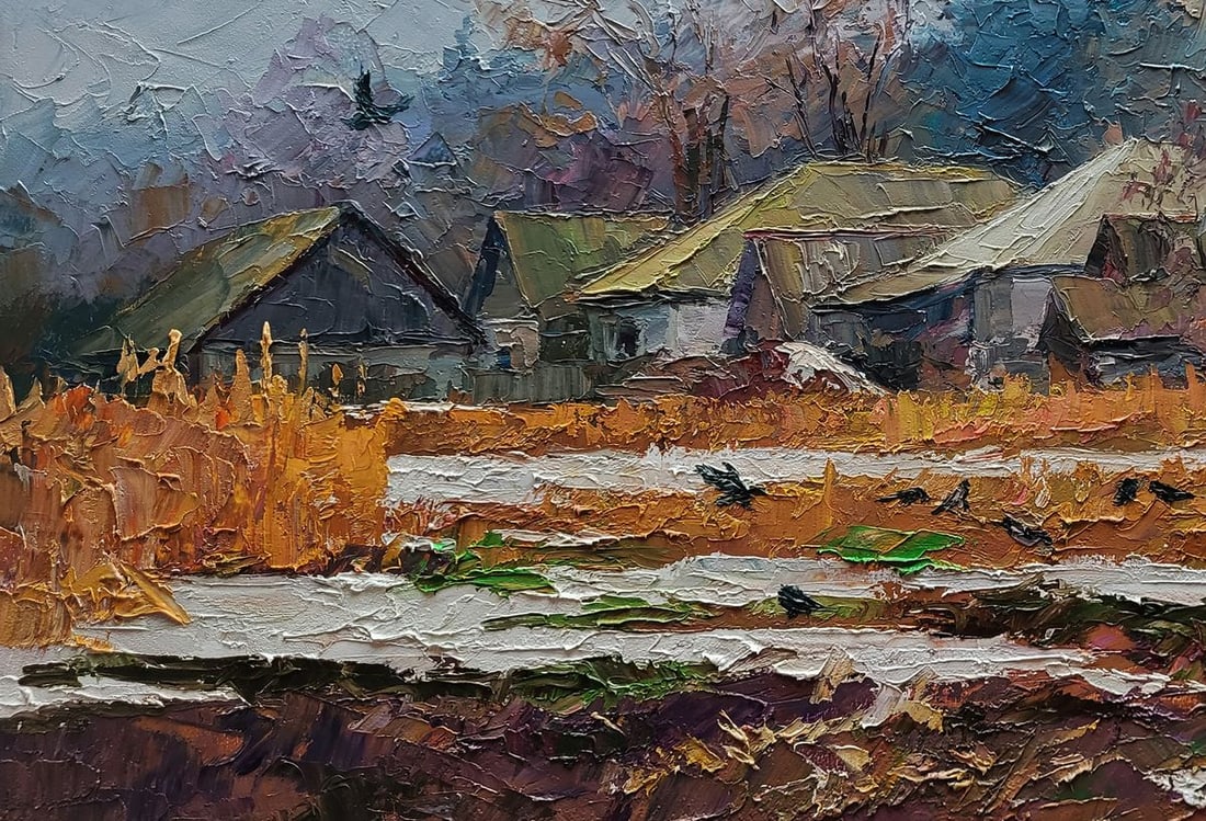 Oil painting The first snow fell in the village Boris Serdyuk - 6