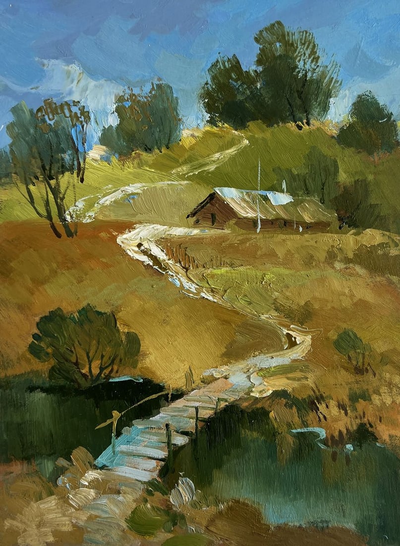 Oil painting Path along the village Yuriy Suprunchuk - 3
