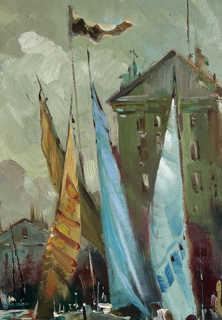 Oil painting A quiet harbor near Venice Yuriy Suprunchuk - 9
