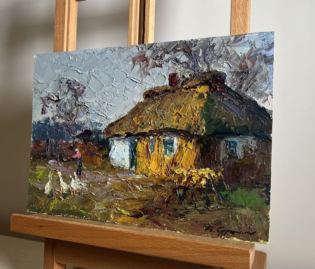Oil painting Geese in the yard Boris Serdyuk - 2