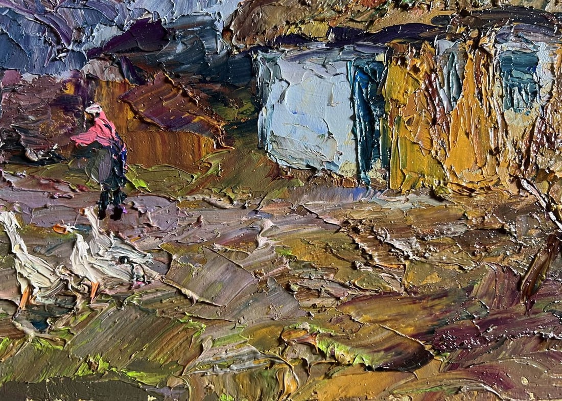 Oil painting Geese in the yard Boris Serdyuk - 7
