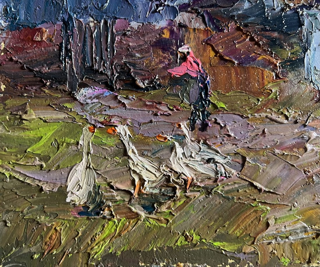 Oil painting Geese in the yard Boris Serdyuk - 8