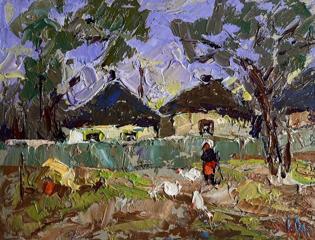 Oil painting Alley in the village Alex Kalenyuk - 3