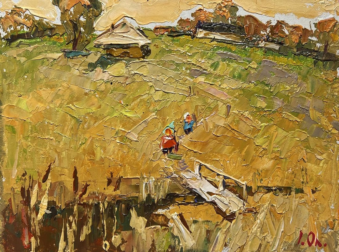 Oil painting Village road to the reservoir Alex Kalenyuk - 3