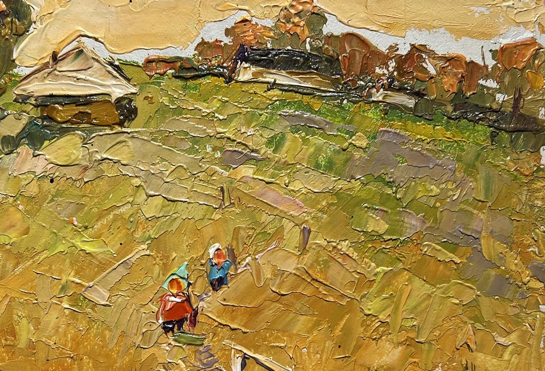 Oil painting Village road to the reservoir Alex Kalenyuk - 8