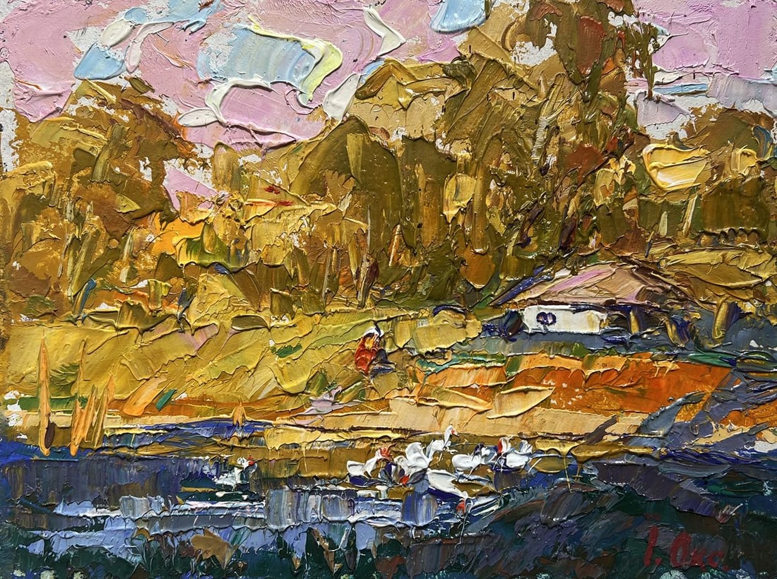 Oil painting Ducklings are splashing Oksana Kalenyuk - 3