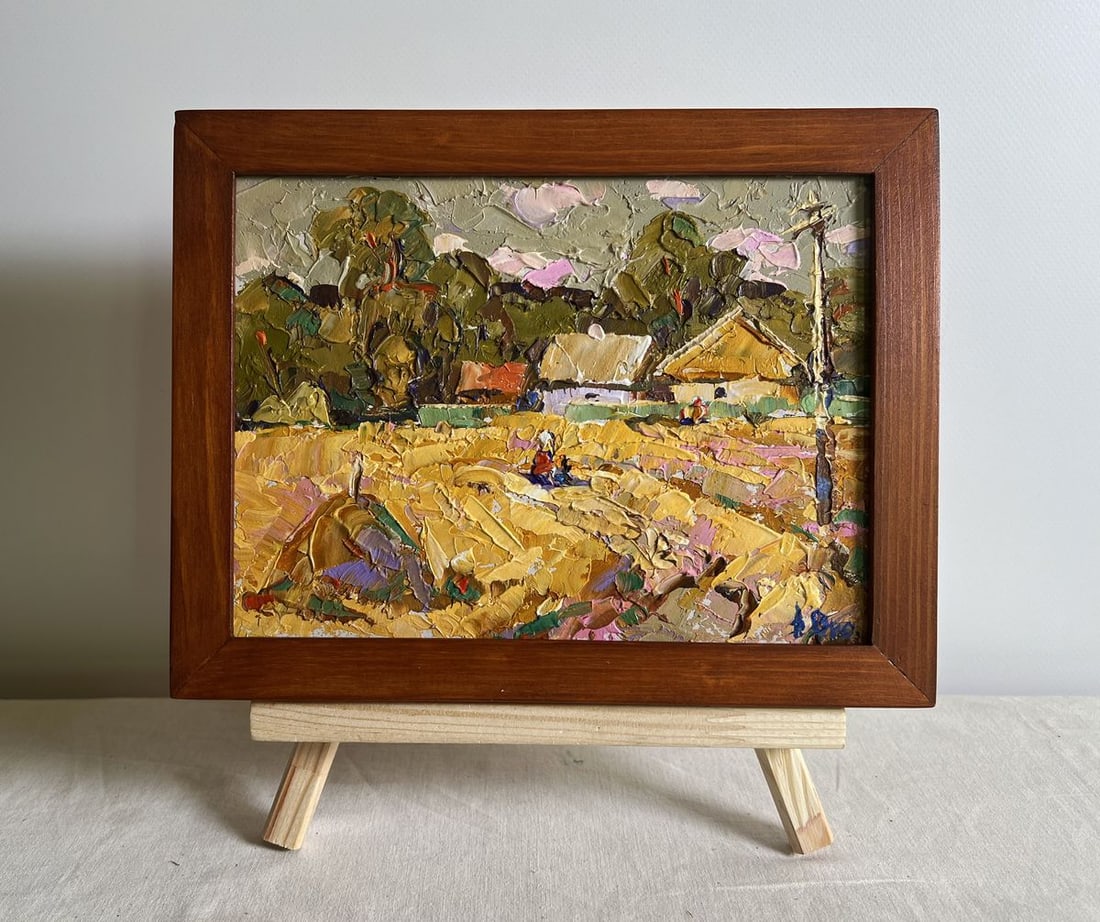 Oil painting The path leading home Oksana Kalenyuk: NoAAA3875This oil painting cardboard, titled "The path leading home", the artist employs a dynamic impasto technique, layering thick, expressive brushstrokes to bring the composition to life with warm
