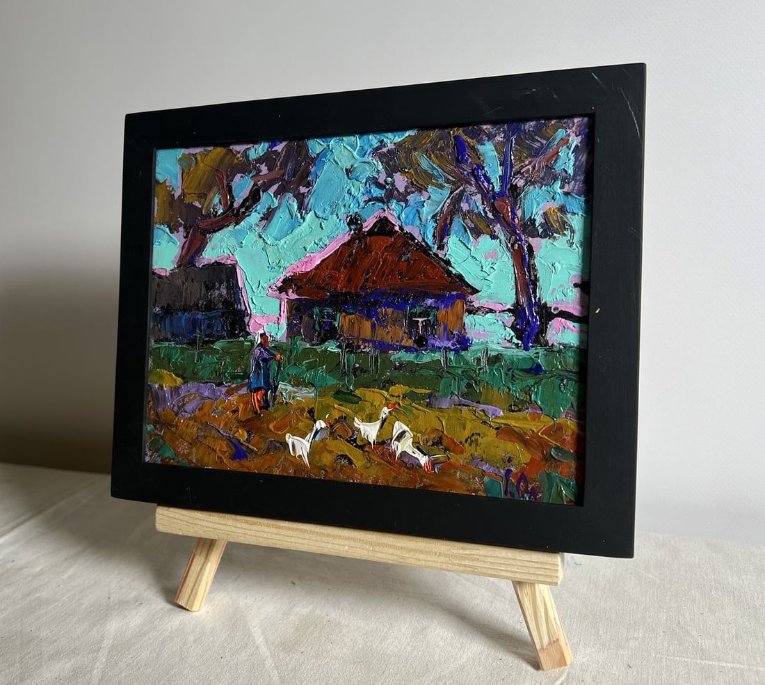 Oil painting A flock of geese in the evening Alex Kalenyuk - 2