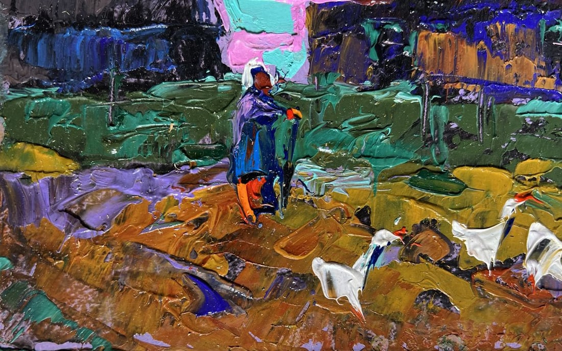 Oil painting A flock of geese in the evening Alex Kalenyuk - 6