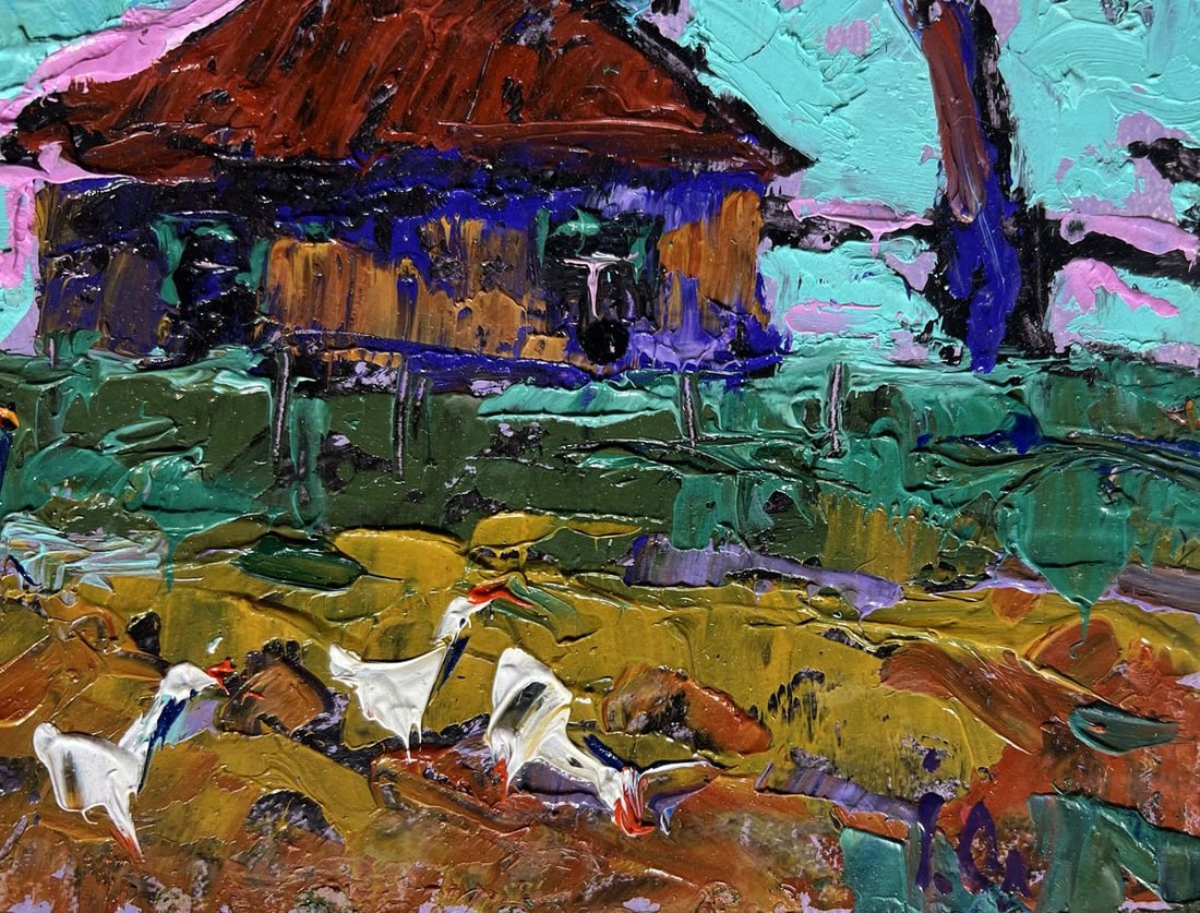 Oil painting A flock of geese in the evening Alex Kalenyuk - 9