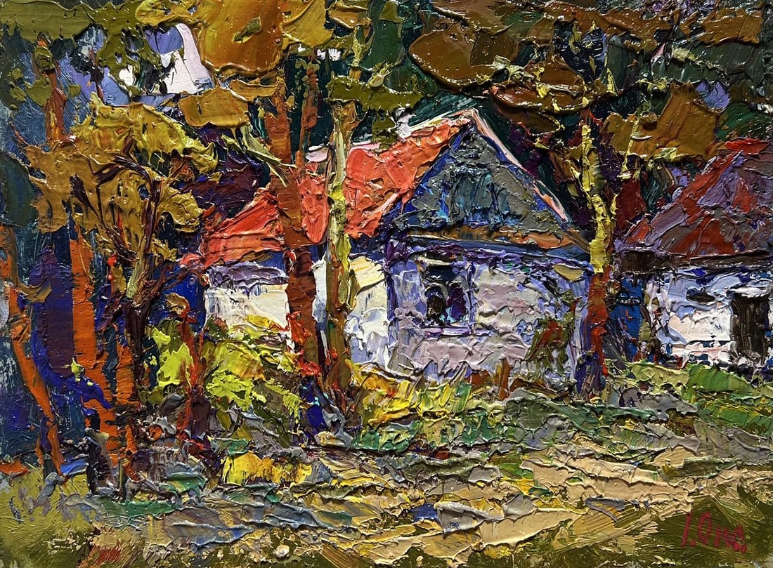 Oil painting A quiet corner in the village Oksana Kalenyuk - 3