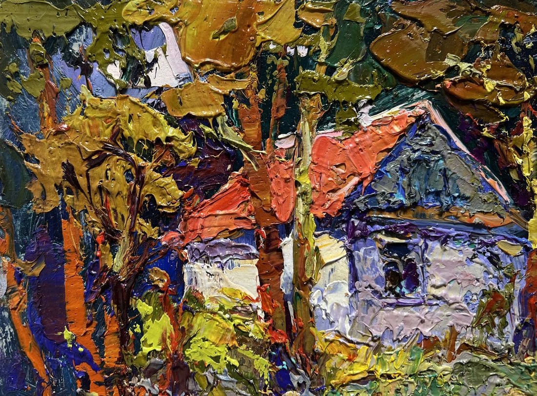 Oil painting A quiet corner in the village Oksana Kalenyuk - 4